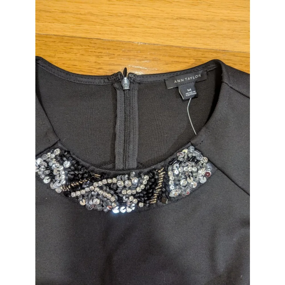 Ann Taylor Black Sleeveless Shift Dress Medium - Picture 4 of 11